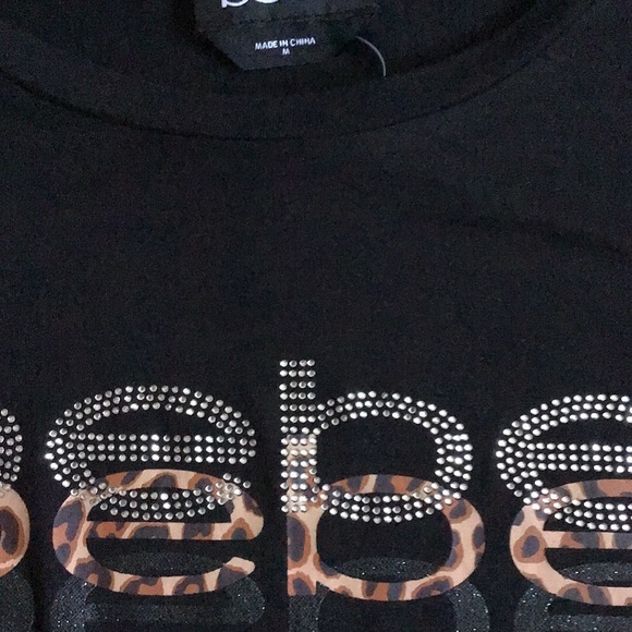 SOLD - Bebe Triple Logo Black Stretchy Tee - NWT - Picture 4 of 9